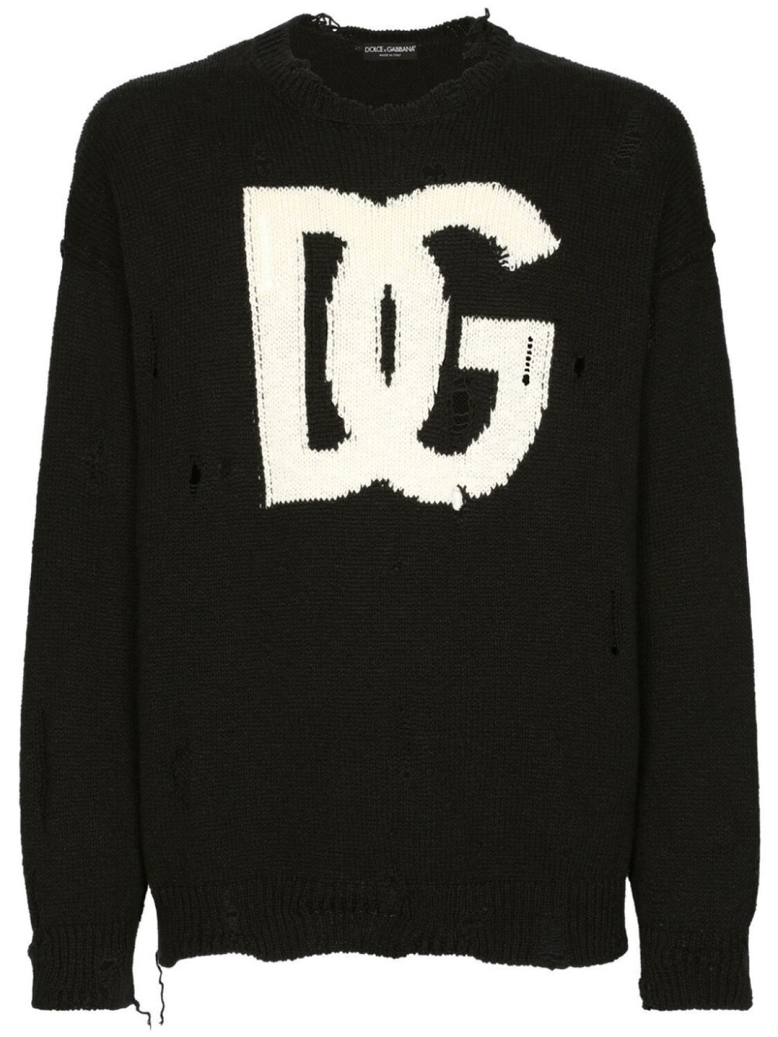 

Dolce & Gabbana свитер вязки интарсия с логотипом и прорезями, черный