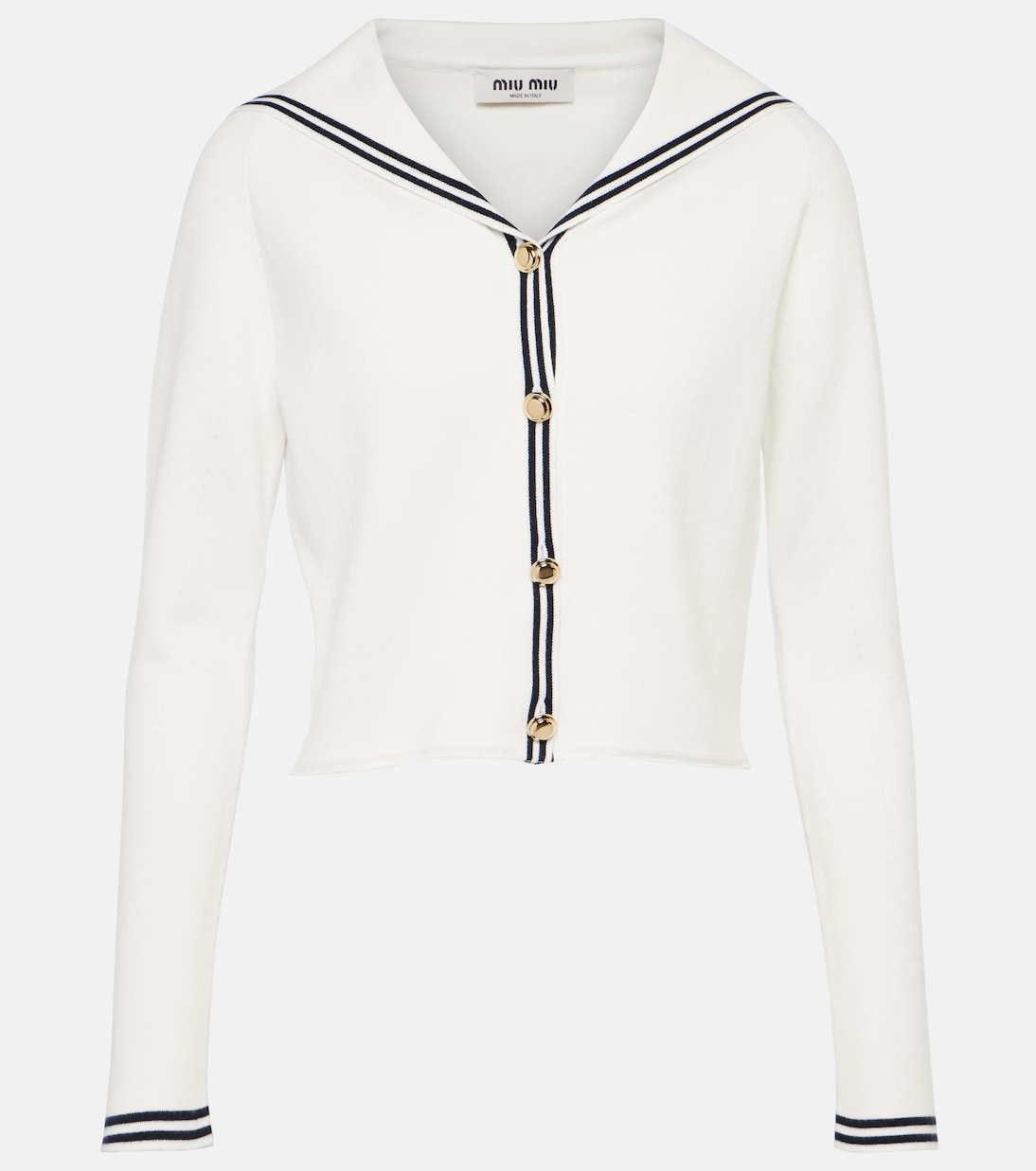 

Полосатый кардиган из смесового хлопка Miu Miu, Bianco+Blue