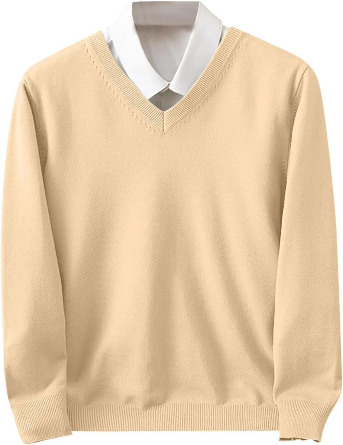 

Мужской свитер с V-образным вырезом, длинный рукав, облегающий, легкий QUNPIU