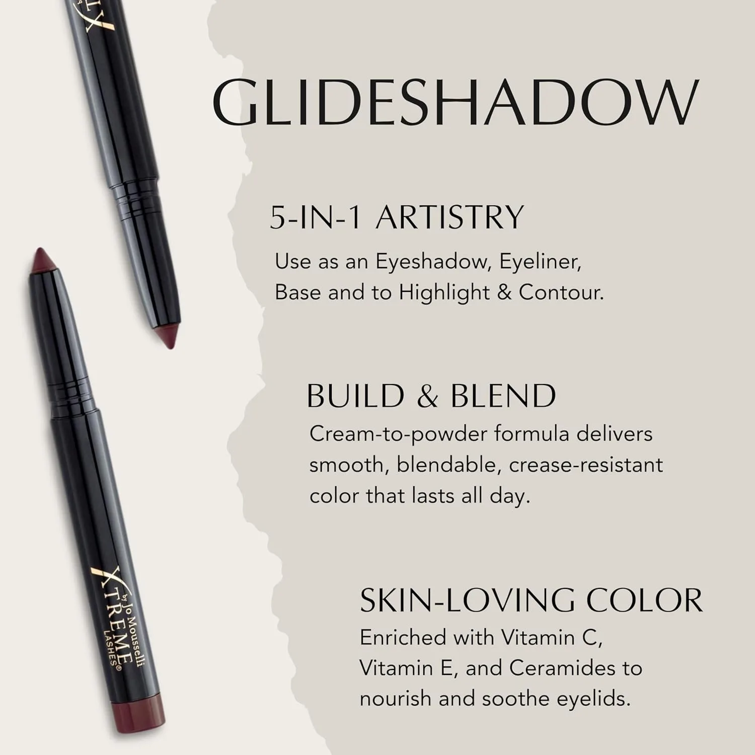 Стойкие тени-карандаш Xtreme Lashes GlideShadow, цвет «Махагони», матовое покрытие, легкая кремово-пудровая текстура, не осыпаются, подходят для наращенных ресниц, встроенная точилка. 1 штука (1 шт.), Mahogany — фото 3