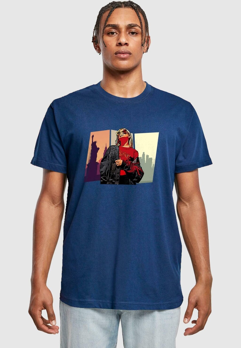 

Футболка с принтом GRAND RED GIRL ROUND NECK Merchcode, цвет light navy