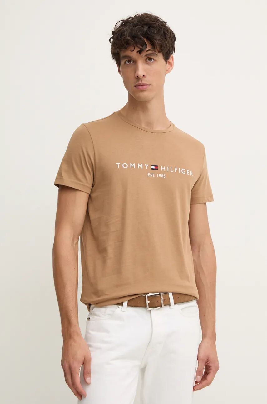 

Хлопковая футболка Tommy Hilfiger, бежевый