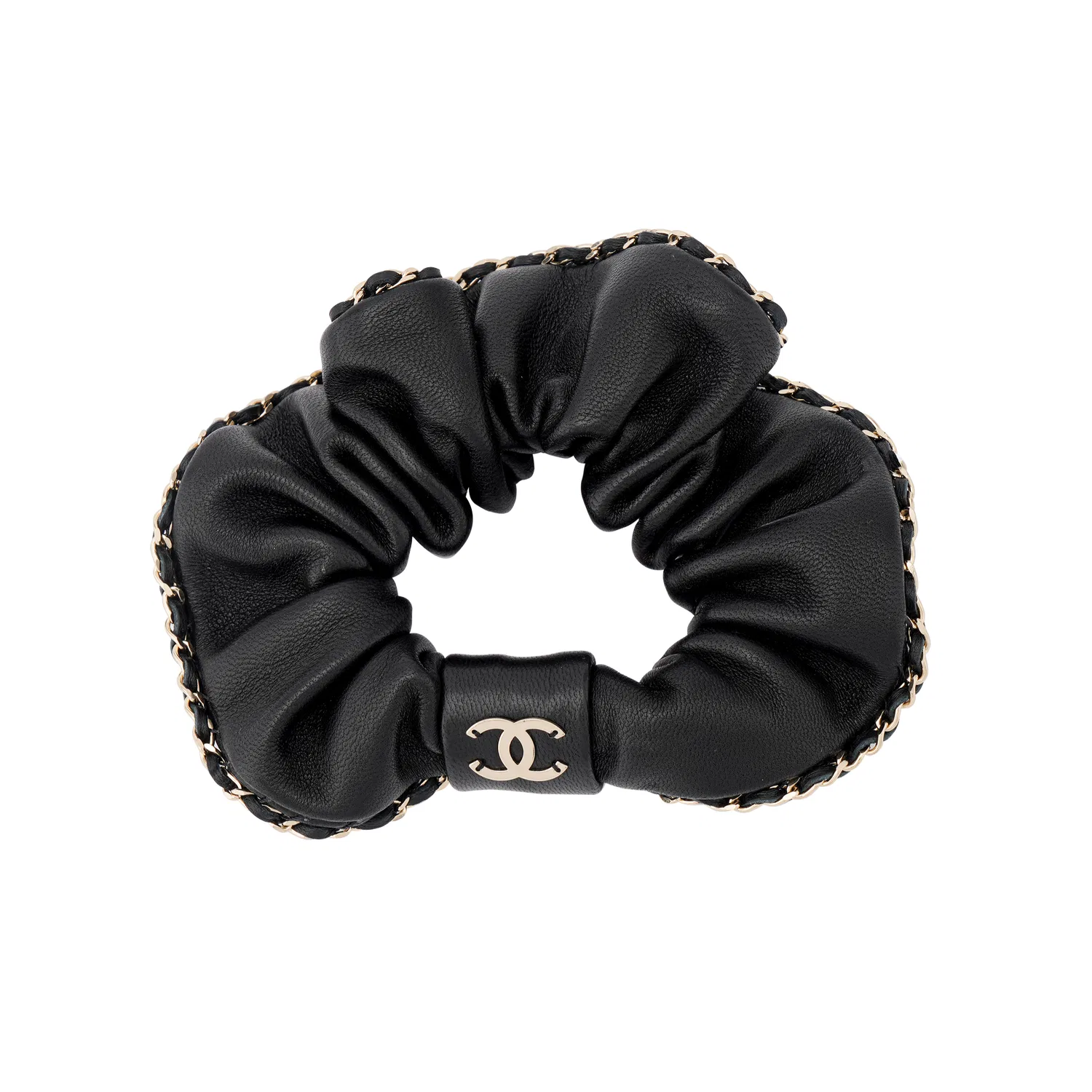 Резинка для волос кожаная CHANEL Black — фото 3