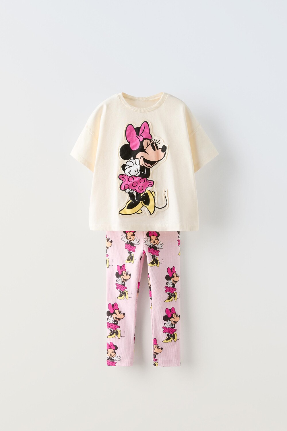 

Футболка и леггинсы минни маус disney ZARA, экрю