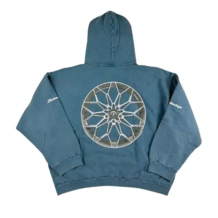 Худи Balenciaga Medium Fit, темно-синего цвета — фото 2