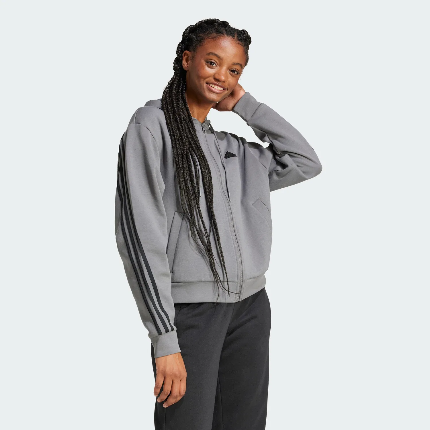 Женская худи на молнии Future Icons 3-Stripes iw5255 от Adidas — фото 3