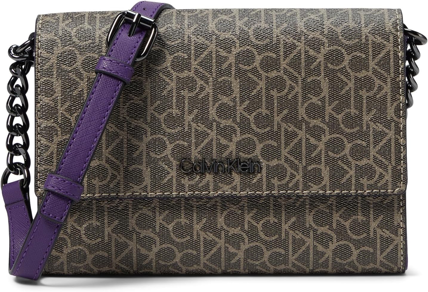 

Сумка кросс-боди Calvin Klein Key Item Signature Organizational Flap Crossbody, цвет Black/Fawn/Grape