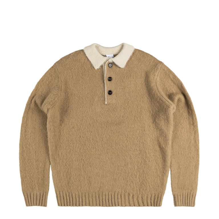 

Джемпер brushed wool polo jumper Aspesi, коричневый