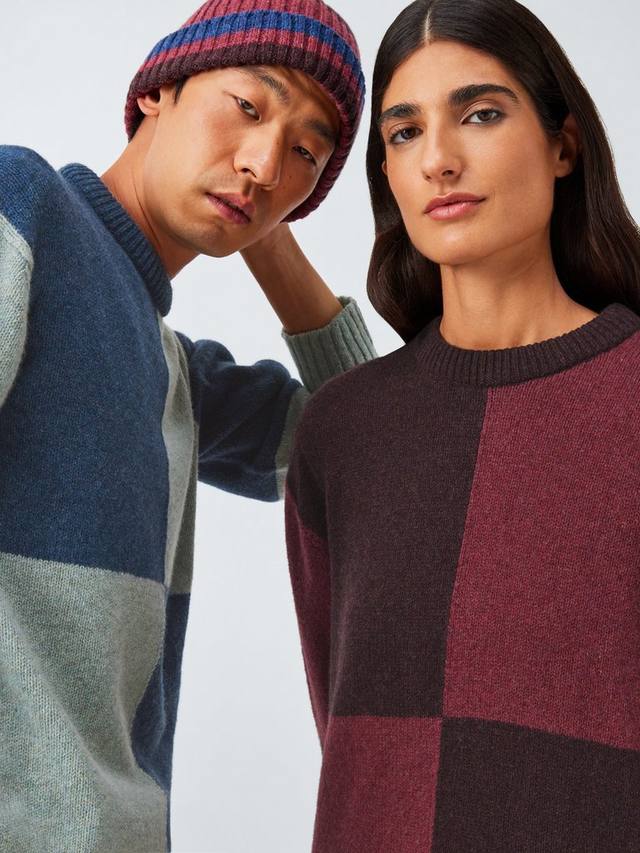 

Свитер с цветными блоками из переработанной шерсти Closed Loop Initiative John Lewis, Denim/ Blue