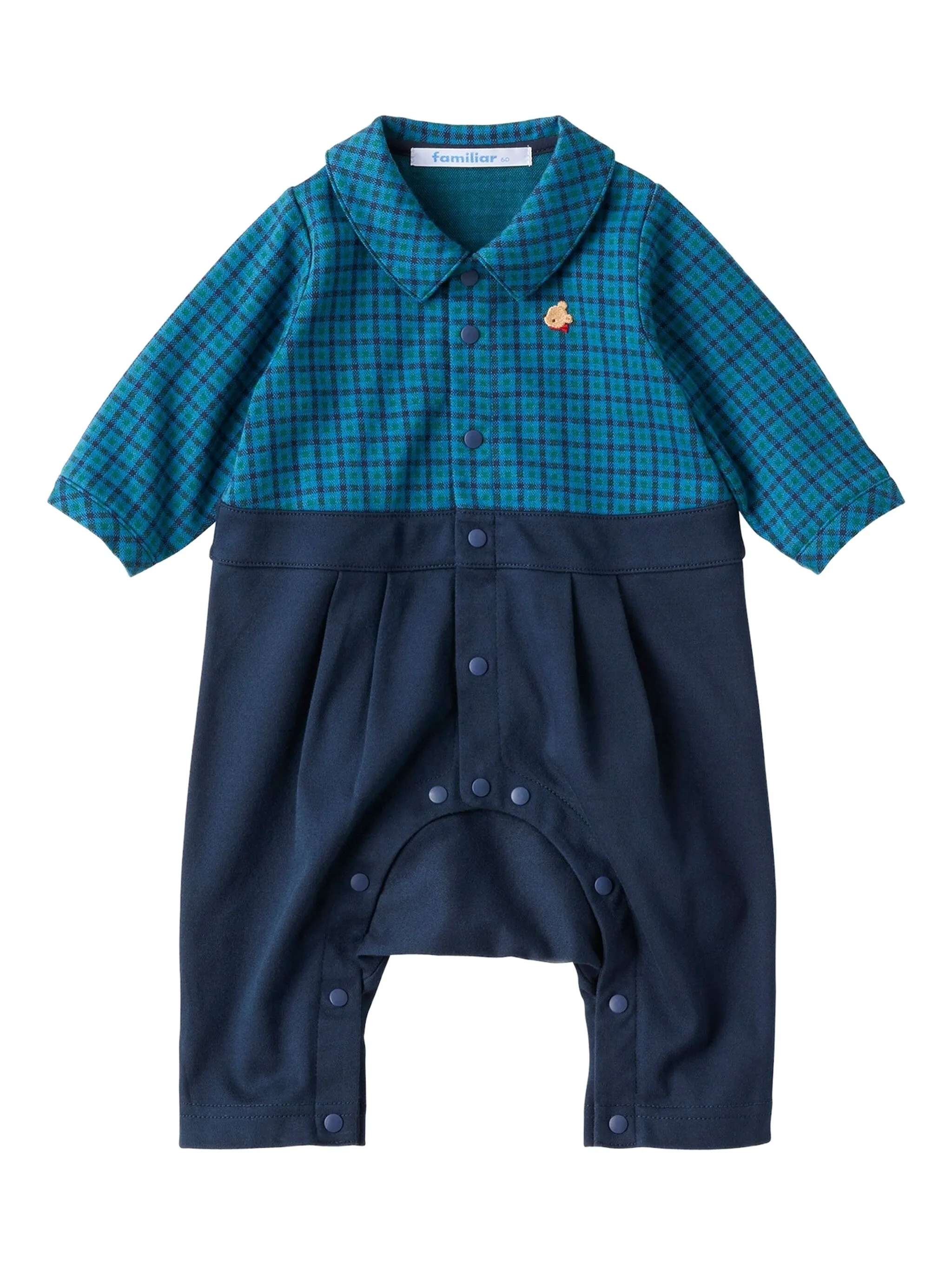 

Ромпер в клетку с вышивкой Familiar, синий
