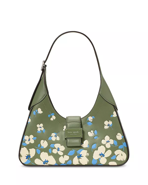 

Маленькая сумка через плечо из тисненой кожи с тисненым рисунком в стиле модерн, напоминающим живописный букет. Kate Spade New York, зеленый