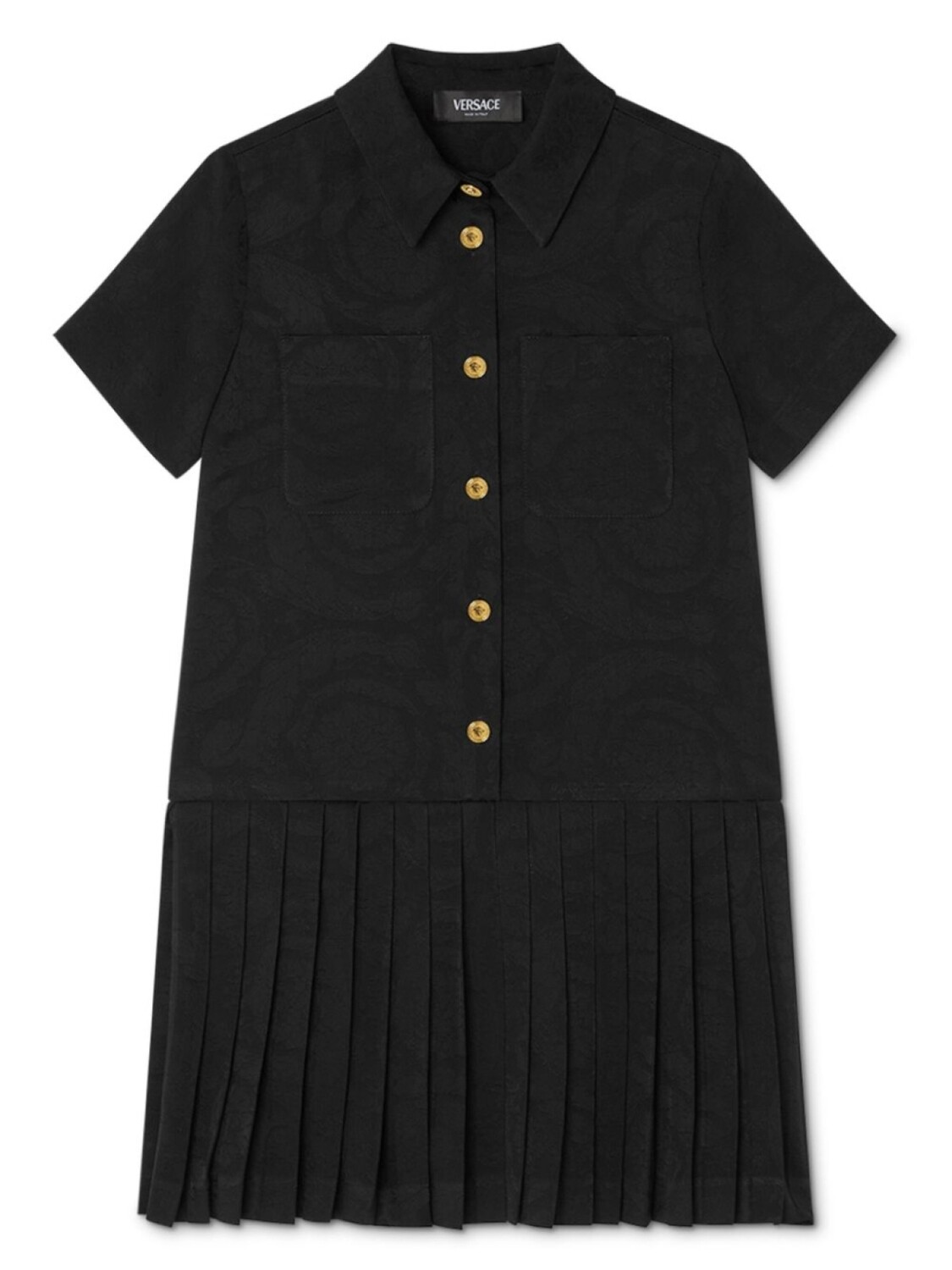 

Versace Kids жаккардовое платье-рубашка Barocco, черный