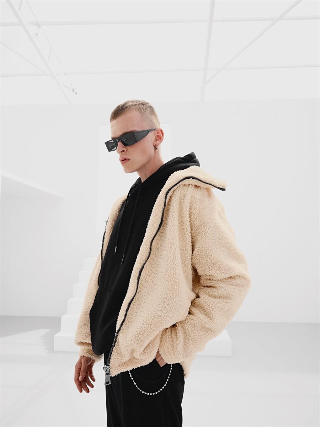 

Плюшевая куртка Oversize с воротником-стойкой, бежевая ablukaonline, Бежевый, Плюшевая куртка Oversize с воротником-стойкой, бежевая ablukaonline