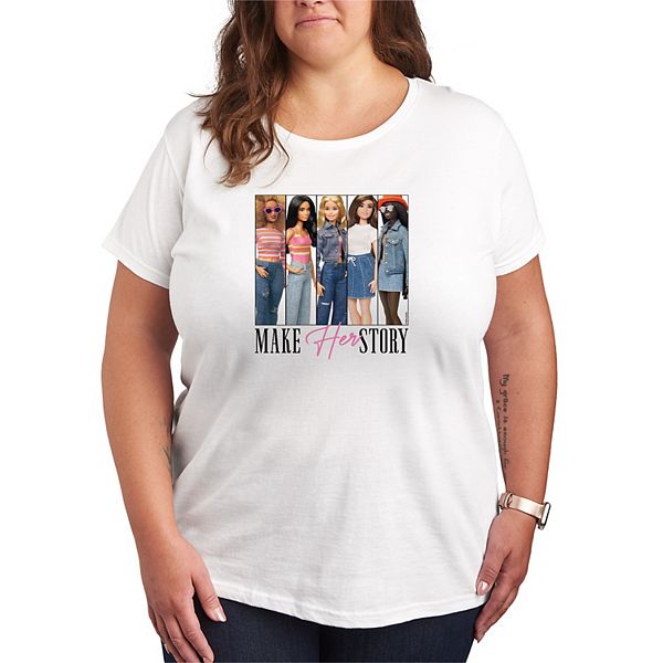 

Футболка с принтом Make Herstory Plus Size Barbie, White, Белый, Футболка с принтом Make Herstory Plus Size Barbie, White