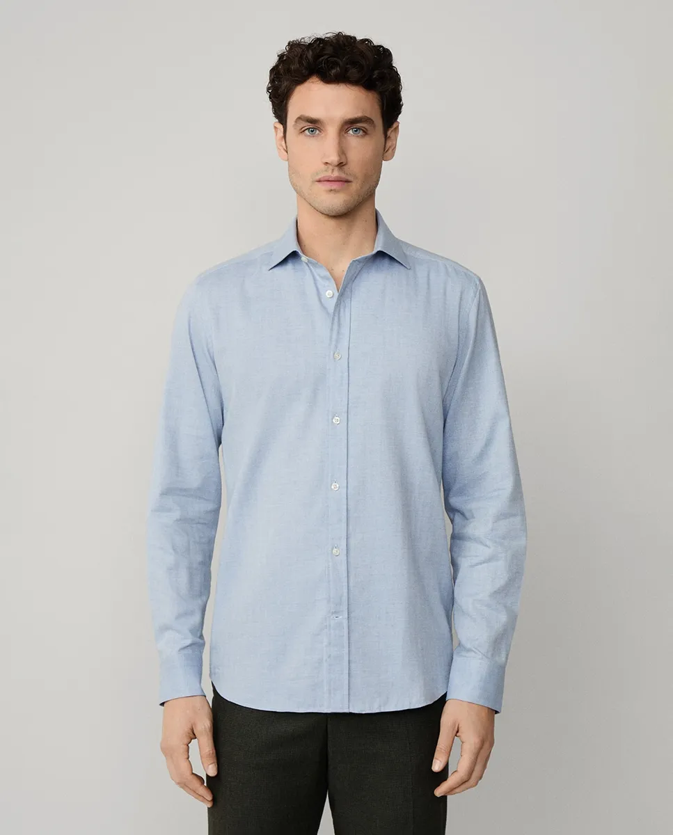 

Мужская фланелевая рубашка из хлопка с прямым кроем и узором «елочка» Façonnable, синий