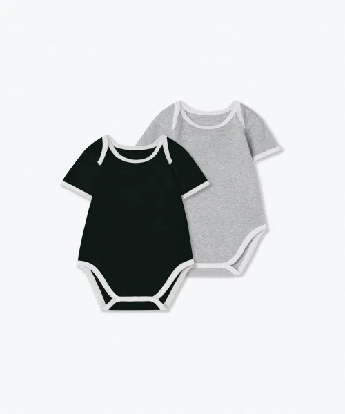 Боди с коротким рукавом 2 шт., бренд Musinsa Standard Kids, цвет чёрный/меланж серый
