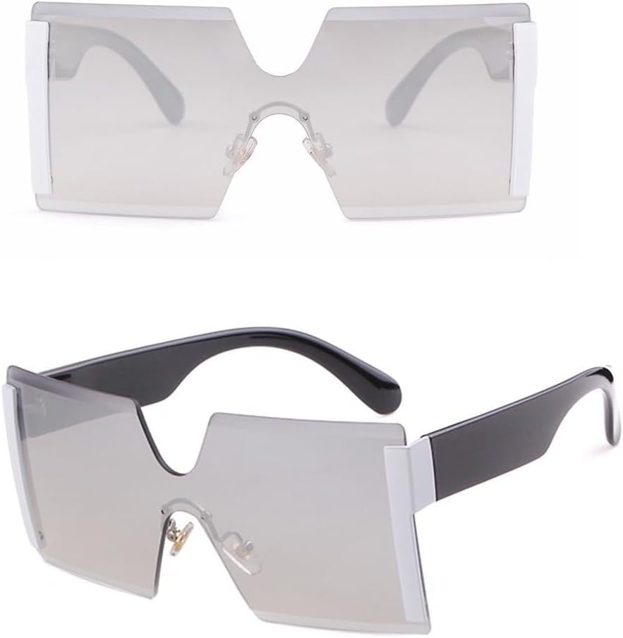 

Винтажные солнцезащитные очки большого размера 2027 года для женщин, без оправы, модные солнцезащитные очки с крупной оправой, защита от ультрафиолета UV400 MTZJH, C8 White Mercury