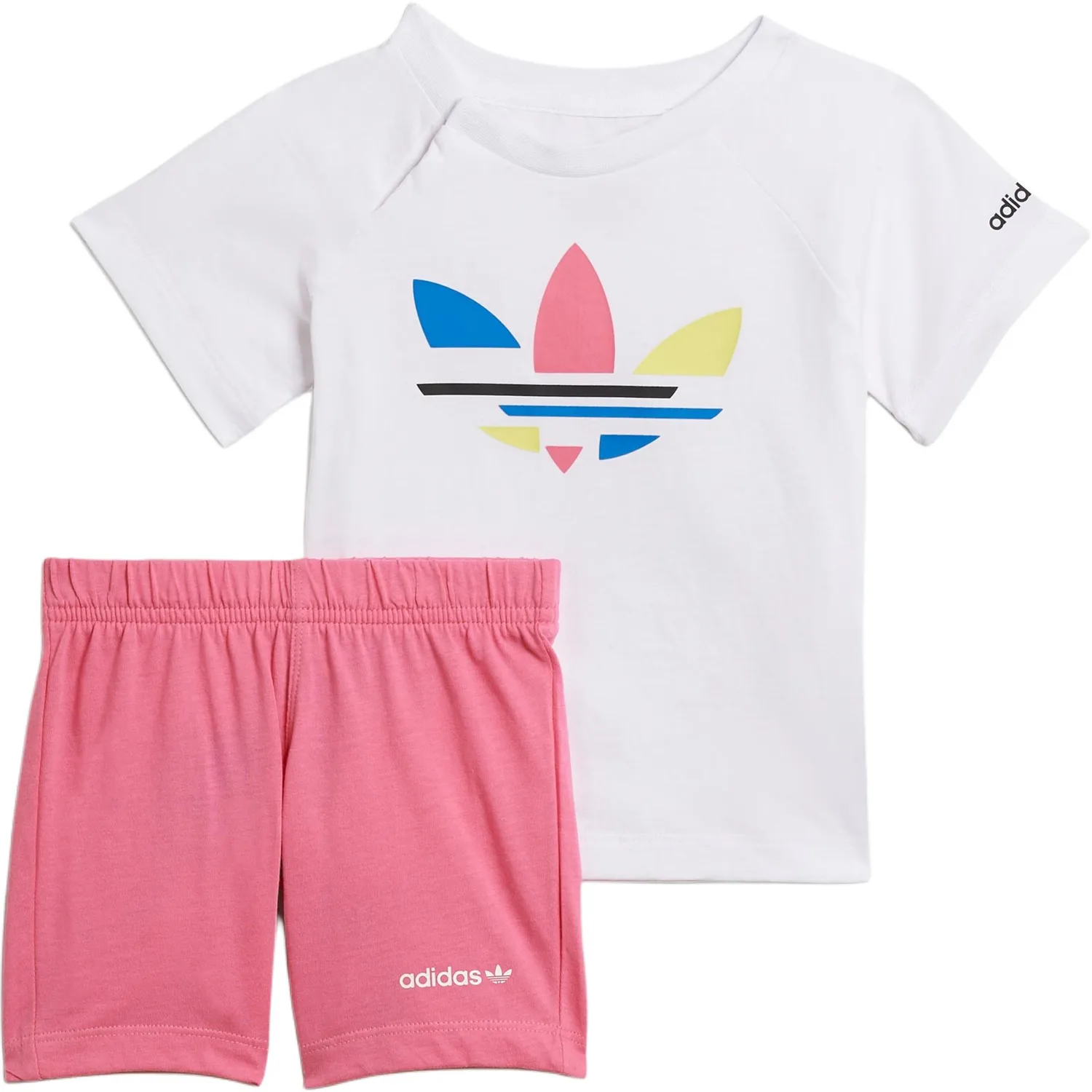 Повседневная спортивная одежда для детей 3-7 лет Adidas, Set (White Short-Sleeved Shirt+Pink Shorts)