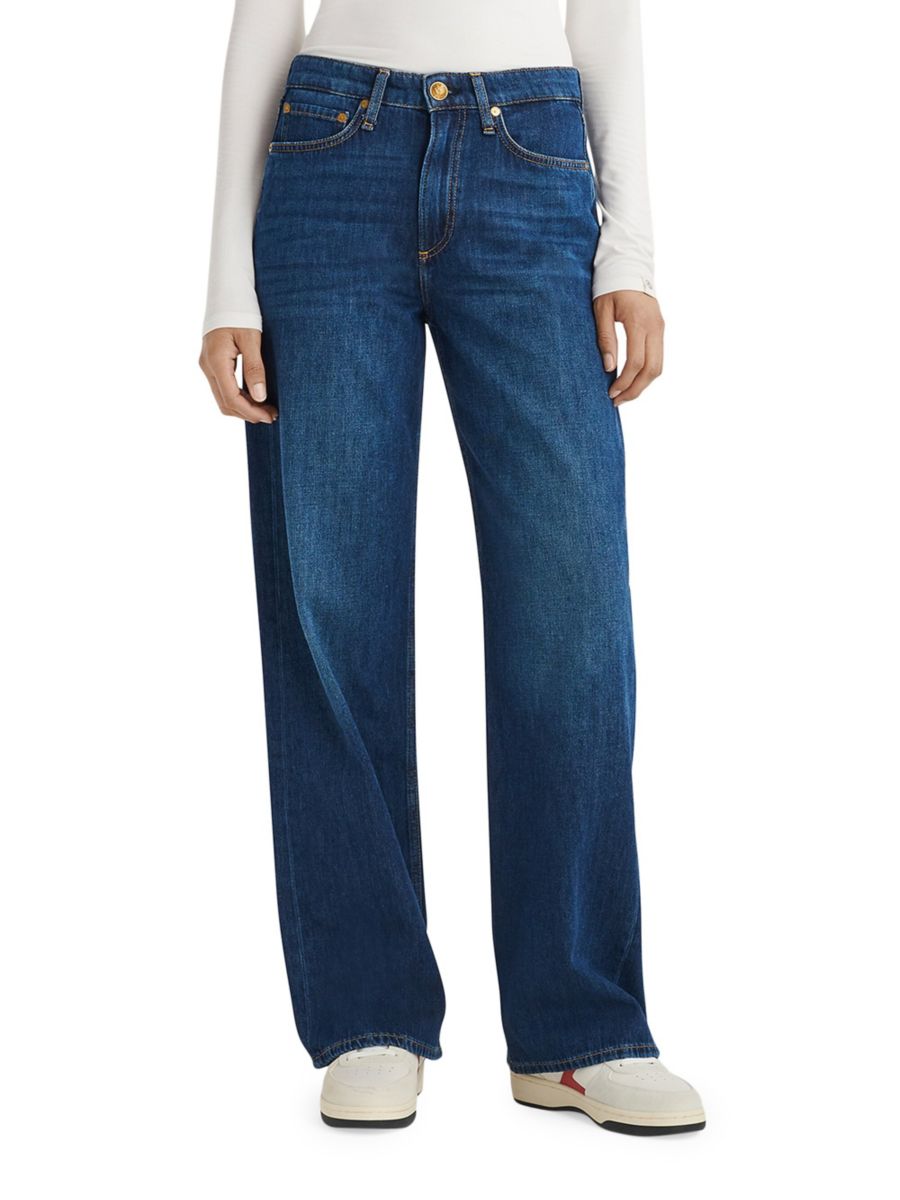 

Джинсы Logan средней посадки с широкими штанинами rag & bone, цвет Medium Blue