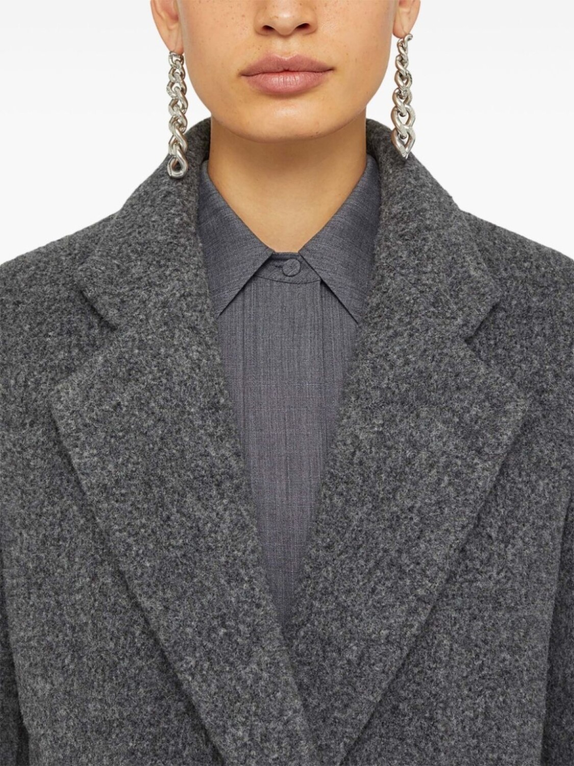 Jil Sander пальто строгого кроя с заостренными лацканами, серый — фото 4