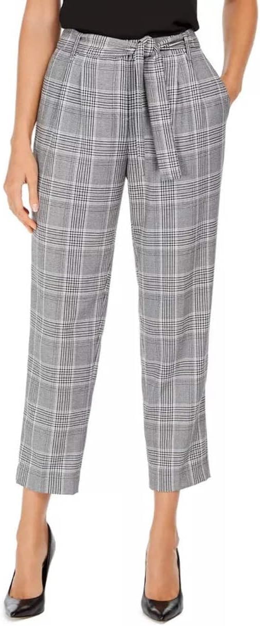 

Женские клетчатые брюки Calvin Klein с завязкой на талии, Charcoal Multi