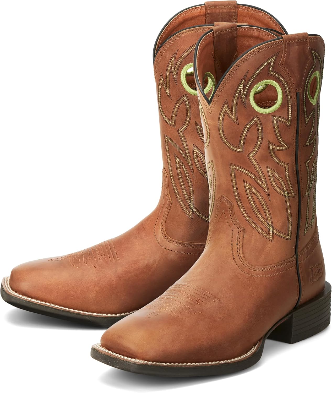 

Мужские ковбойские сапоги Justin Bowline 11 - Вестерн-сапоги с квадратным носком из цельнозернистой кожи с маслостойкой и противоскользящей резиновой подошвой, Hazel Brown