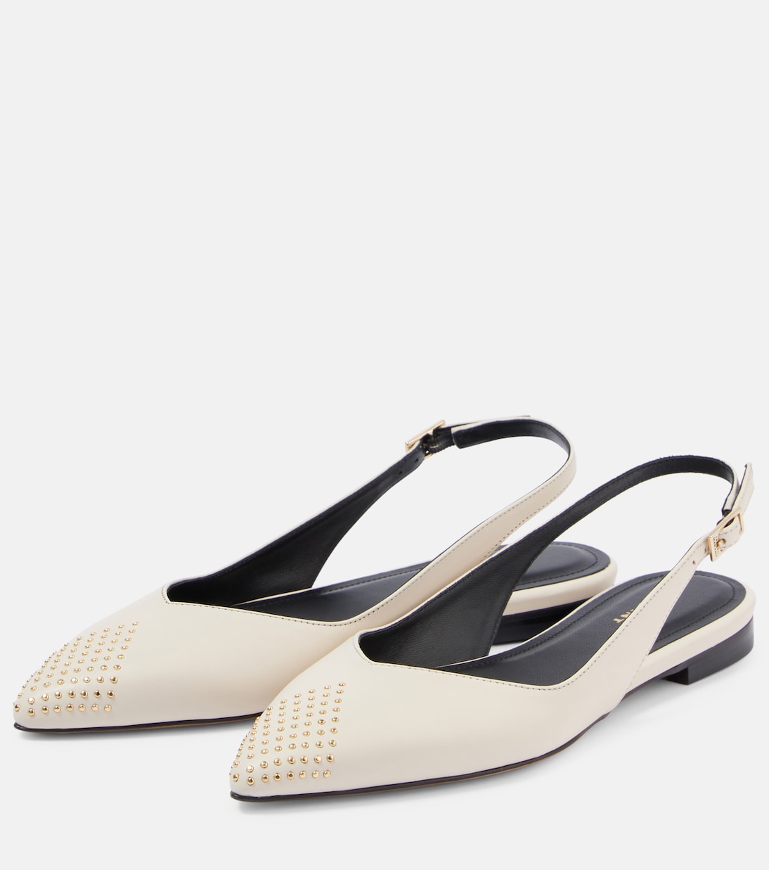 Туфли Branee с открытой пяткой из кожи и заклепками Isabel Marant, Chalk — фото 4