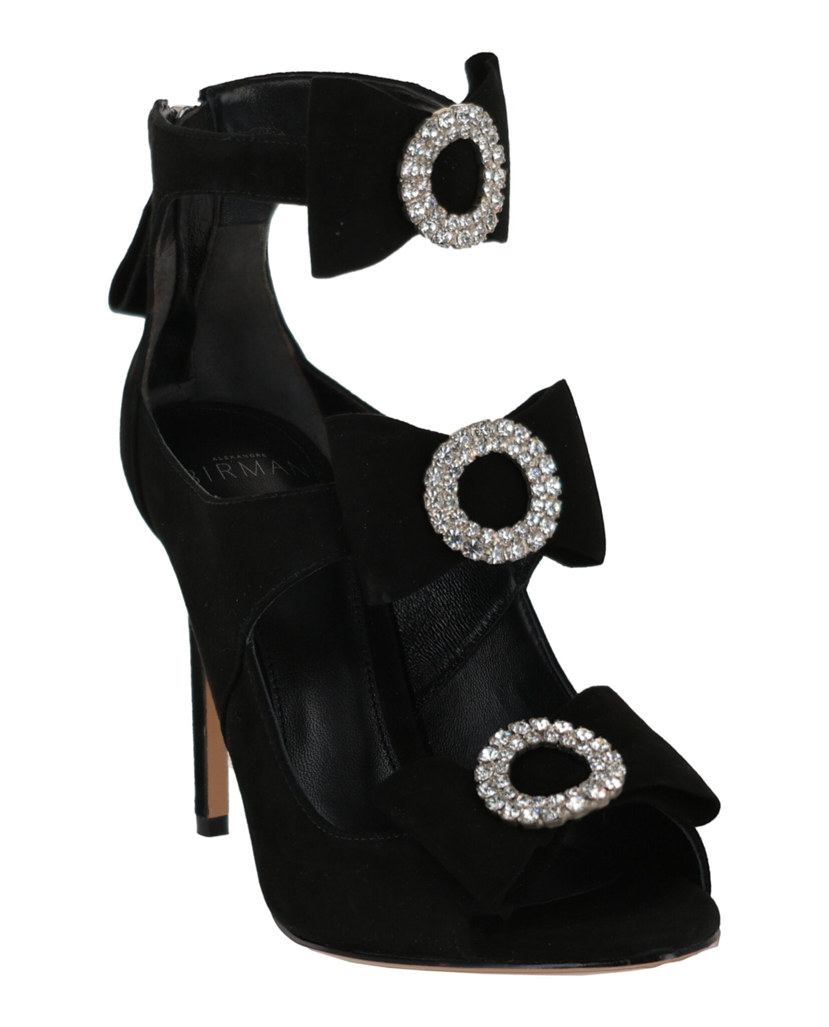 Кристальные Карли босоножки на каблуке Alexandre Birman, черный — фото 2