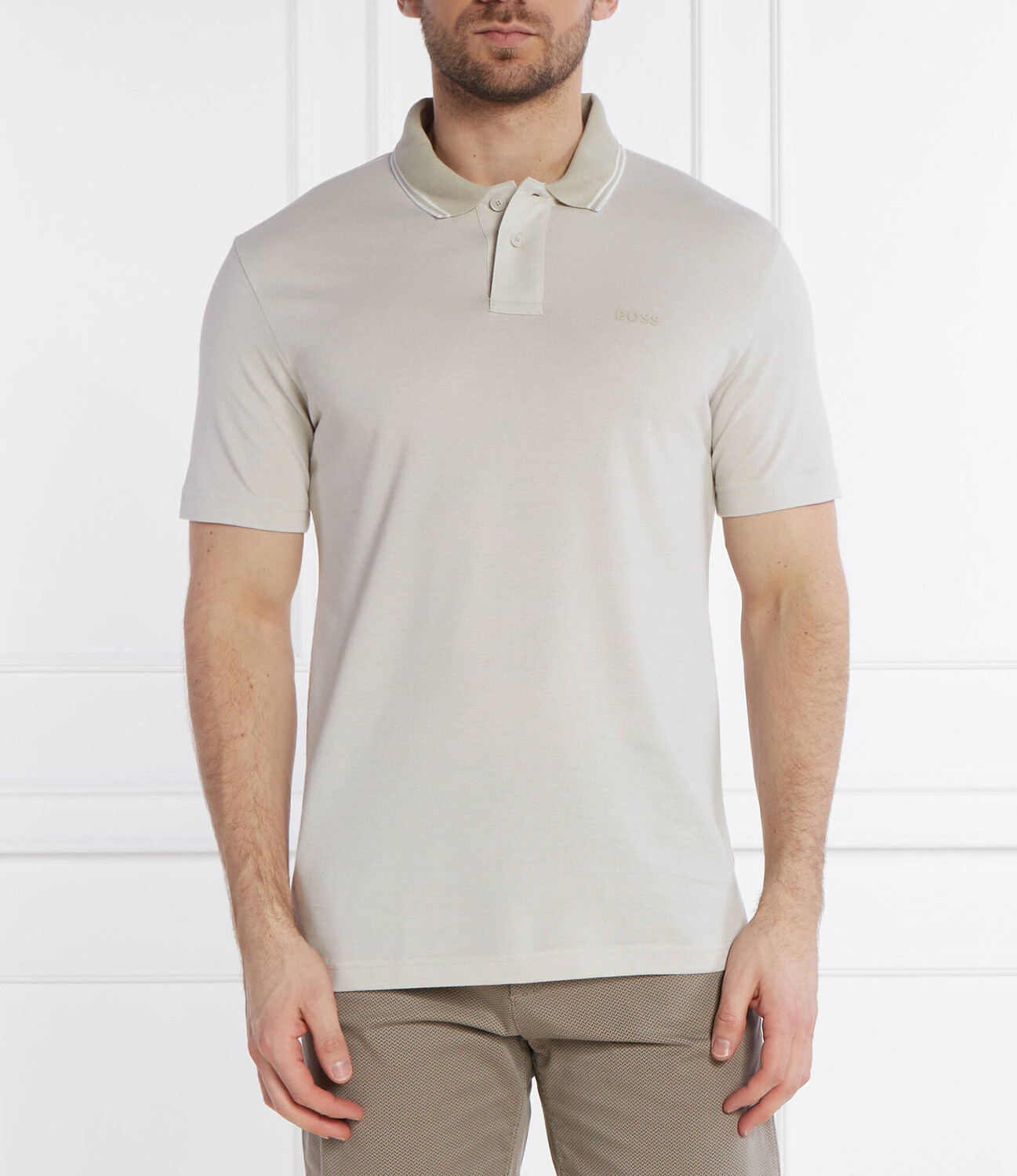 

Поло BOSS ORANGE PeoxfordNew Loose fit, бежевый