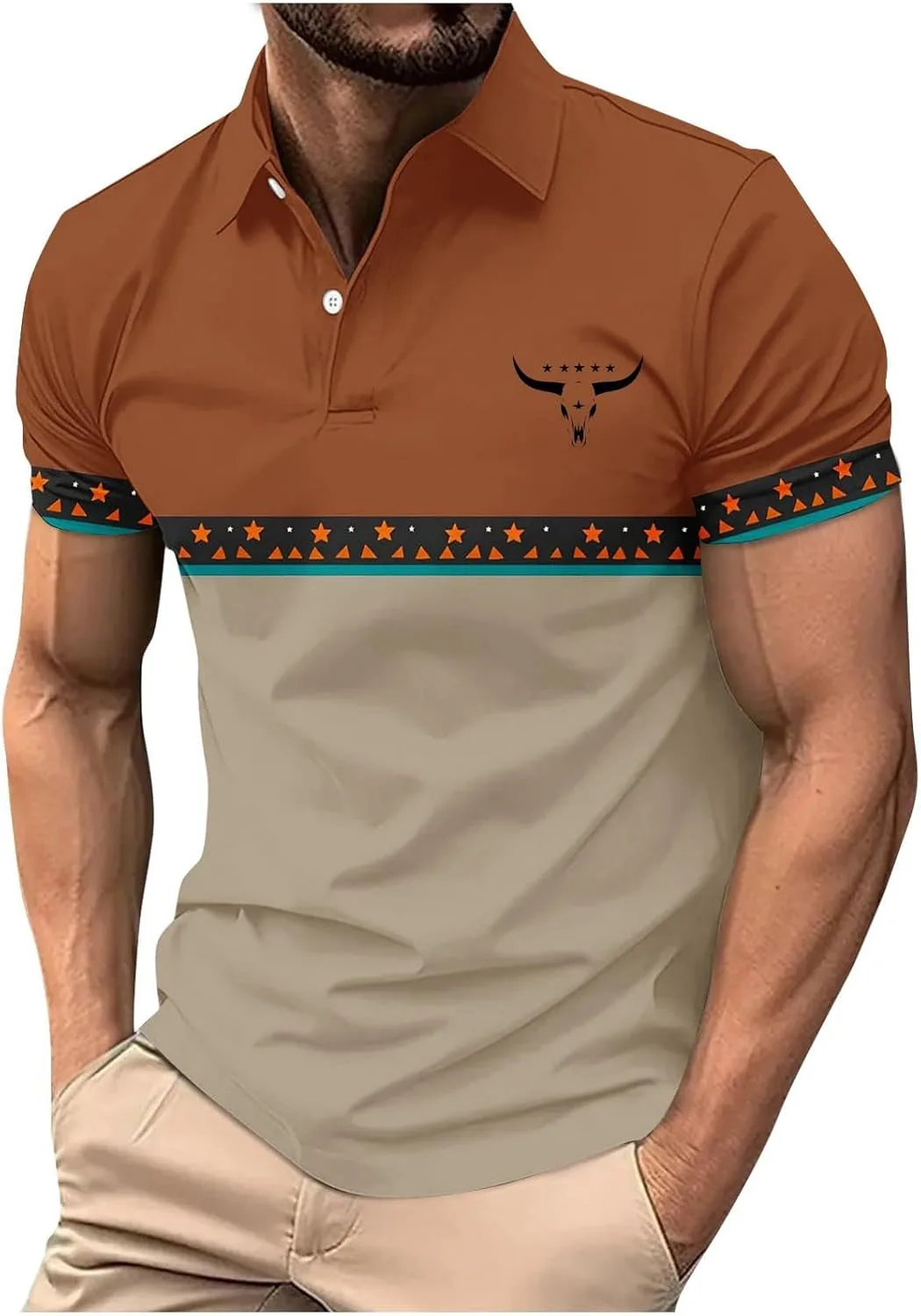 

Мужская футболка с коротким рукавом Vintage Loose Button Down