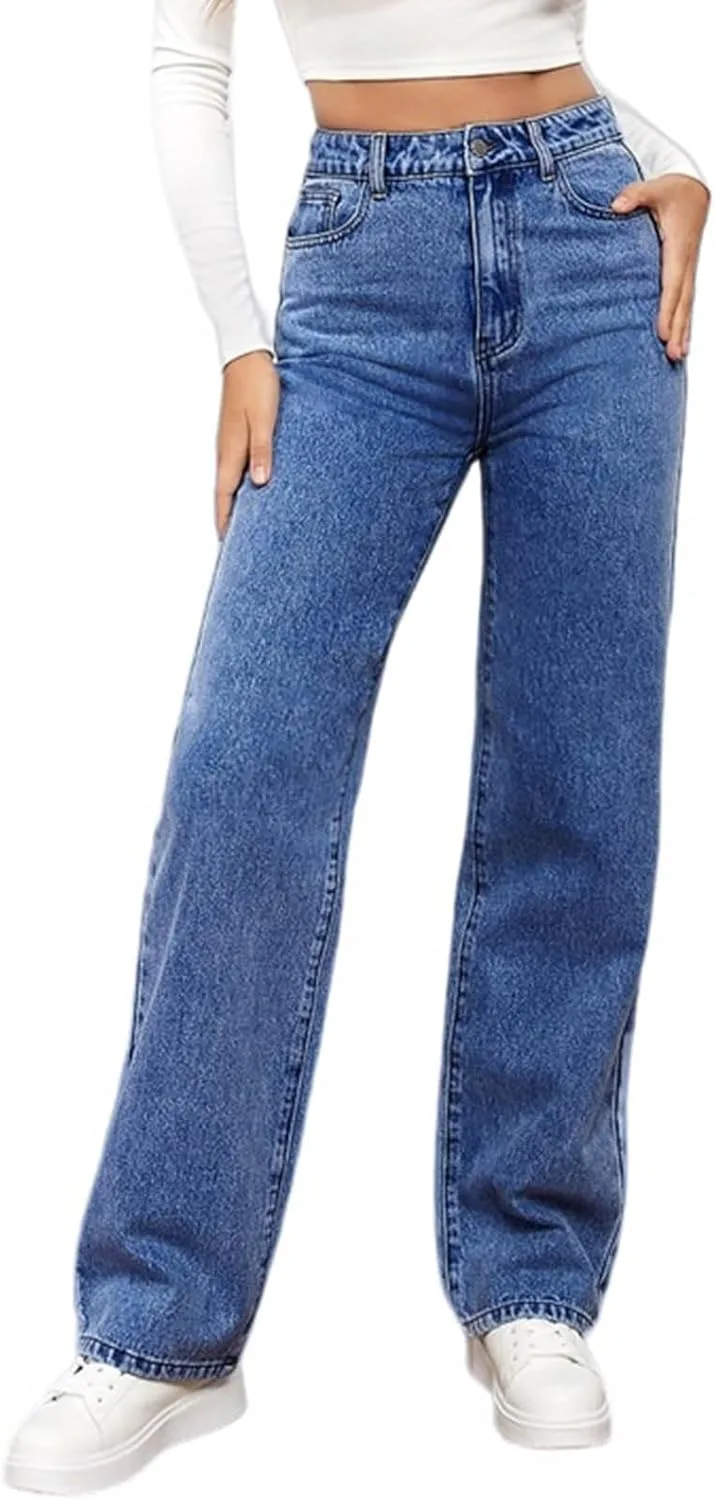 

Женские джинсы Retro High Waisted Wide Leg с эффектом контроля живота Toumov