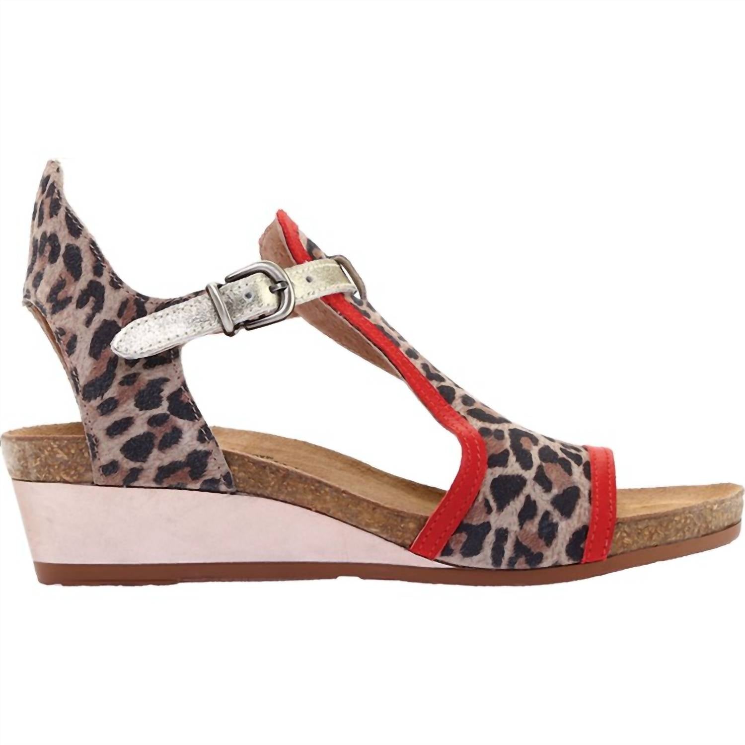 Сандалии Fiona в цвете Cheetah/Kiss Red/сияющий золотой замша/кожа NAOT — фото 2