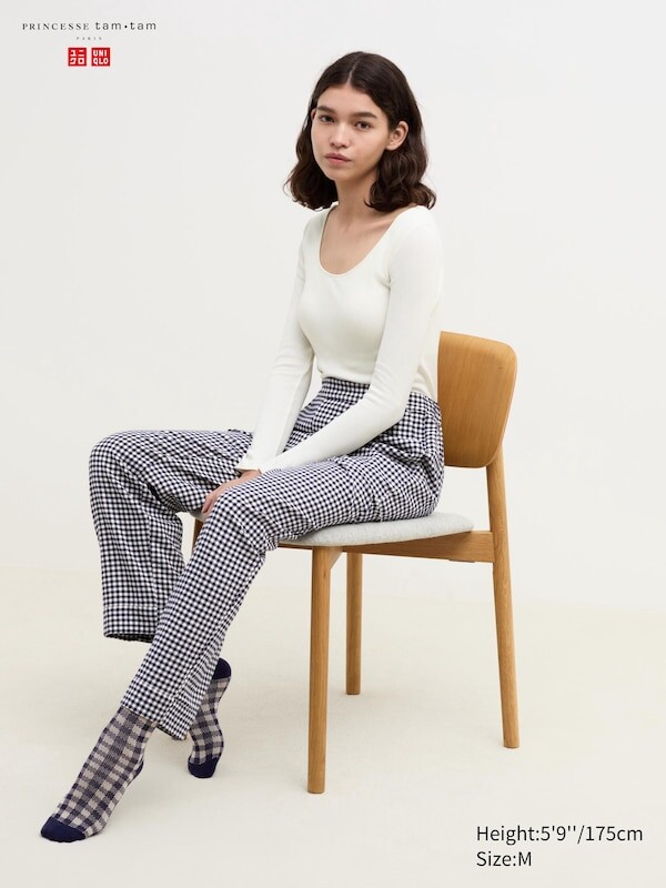 

Фланелевые брюки в клетку Uniqlo, синий