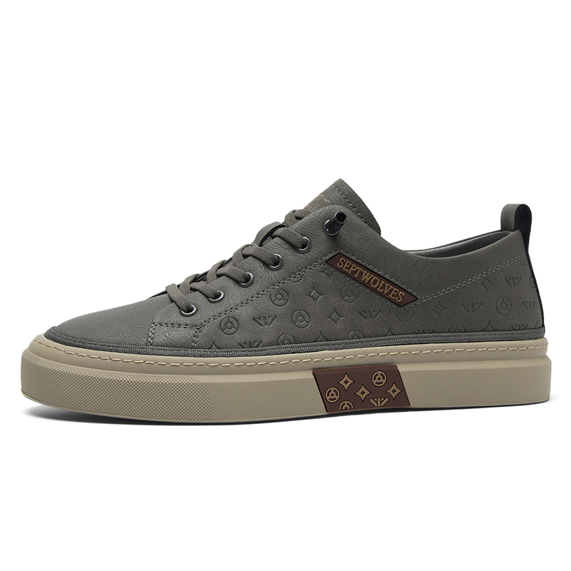 

SEPTWOLVES Низкие скейтерские кроссовки мужские серые, цвет Gray (Standard Leather Shoe Size)