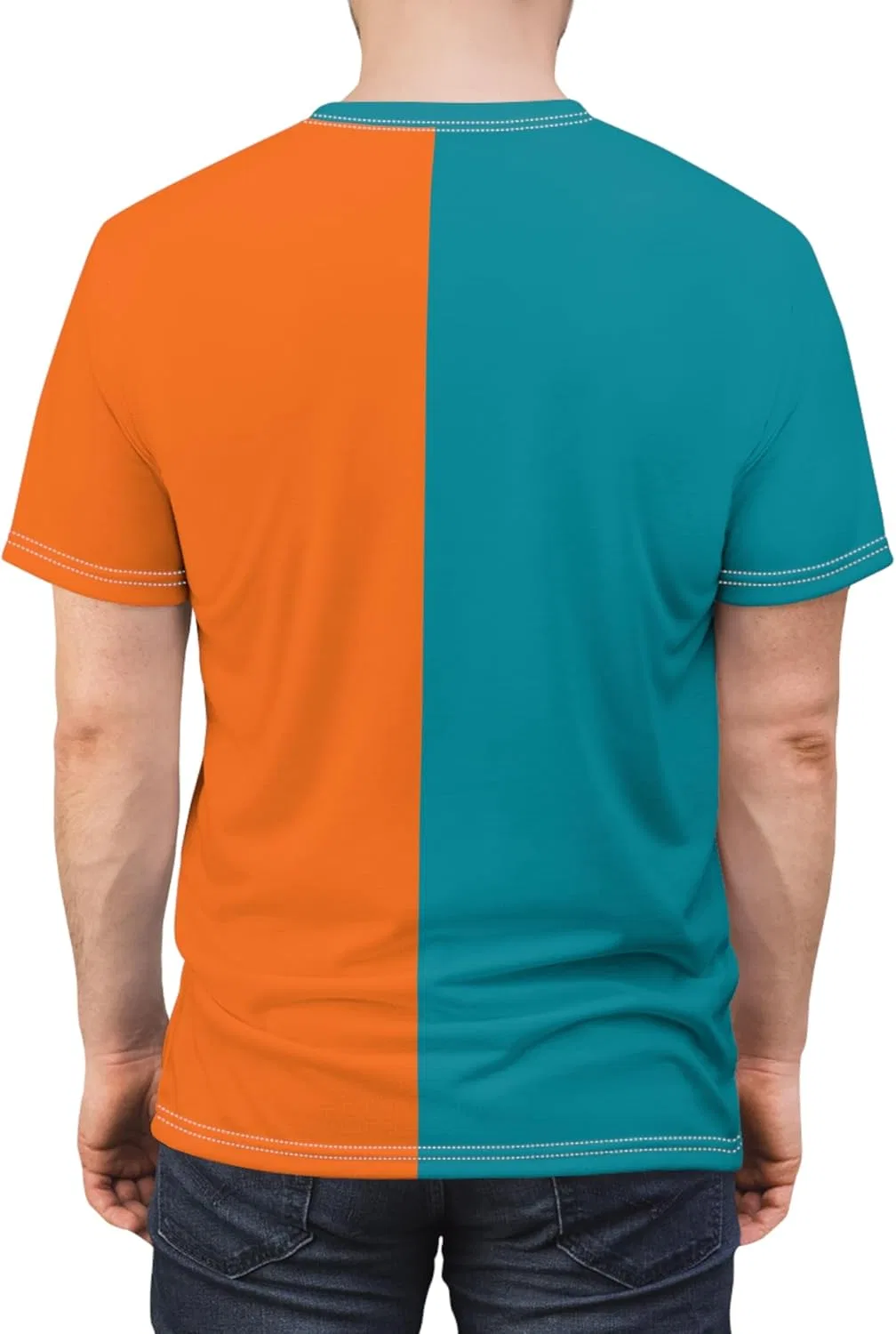 Футболка активная GENERIC, Half Aqua Half Orange, White Stitching — фото 2