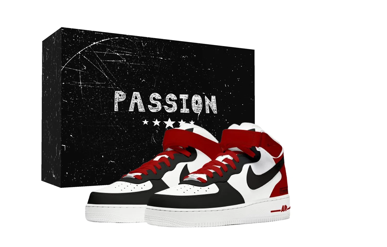 Кроссовки скейтбордические Nike Air Force 1 White Black Red