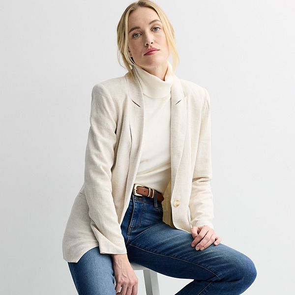 

Пиджак с пиковыми лацканами Petite Nine West, Natural Flax