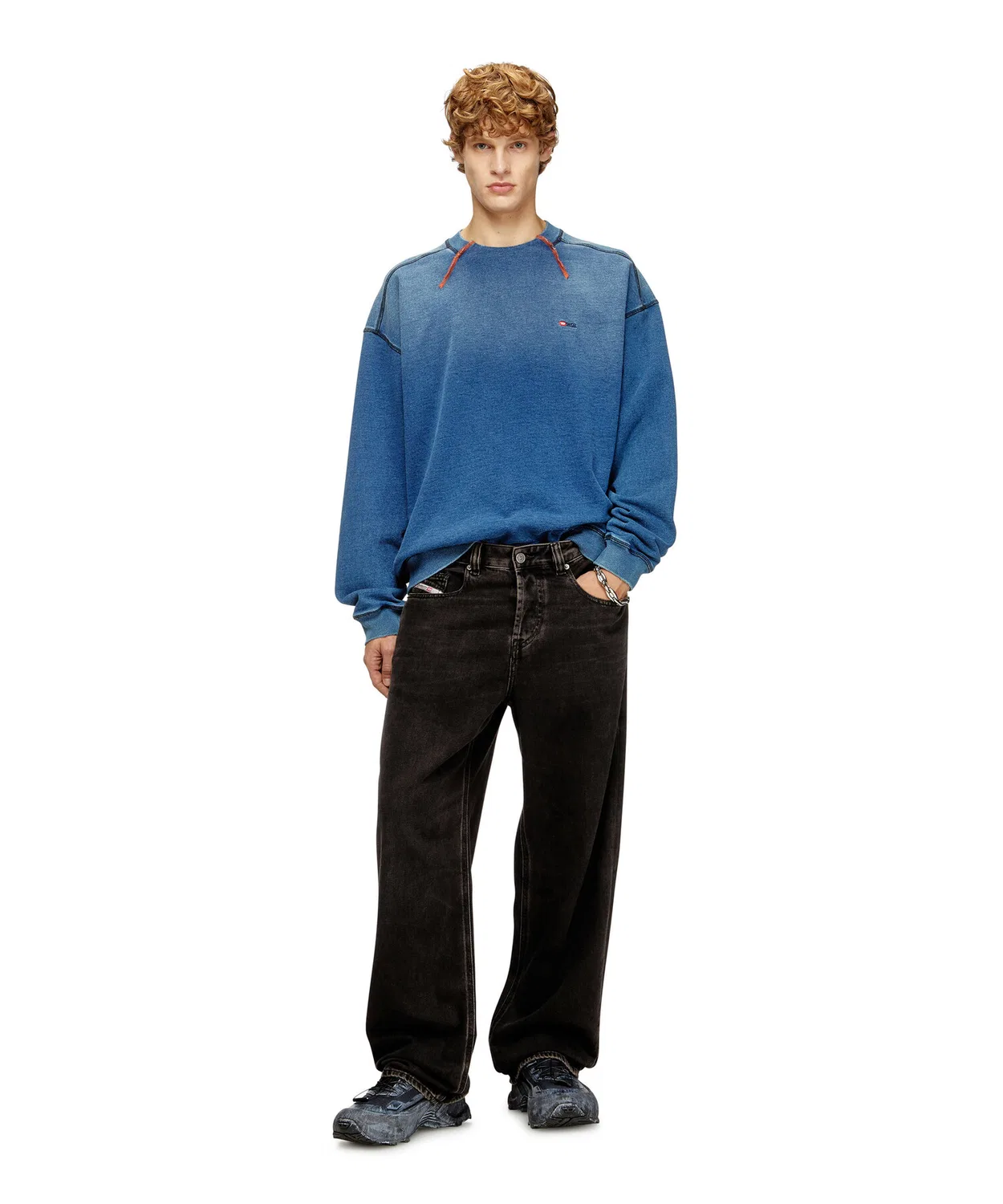 Свитшот Relaxed Fit S-CRAO-BOXT, хлопок, индиго — фото 3
