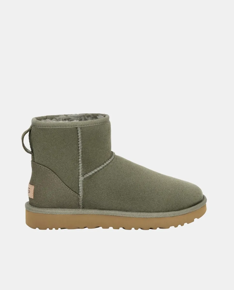 Женские плоские ботинки MINI II из кожи Twinface овцы с подошвой из EVA UGG, моховой зеленый