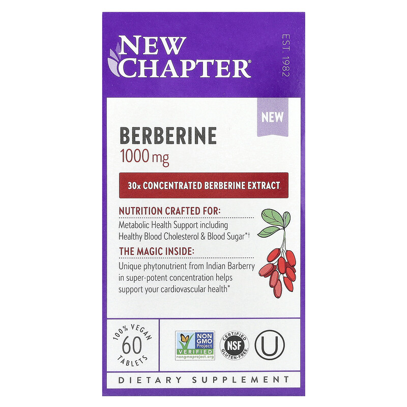 

New Chapter, Berberine, 1,000 mg, 60 Vegan Tablets (500 mg per Tablet)