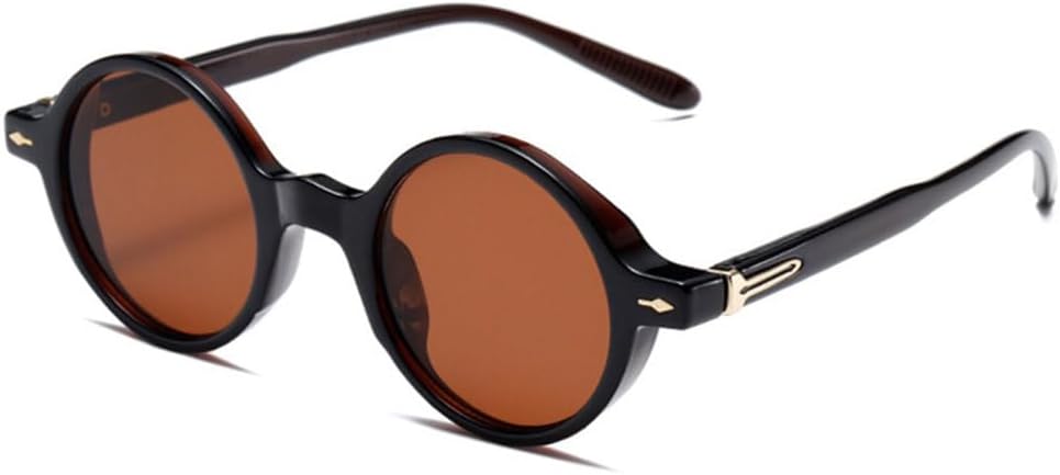 

Модные панк-очки для женщин: круглые солнцезащитные очки, винтажные заклепки; мужские сине-зеленые солнцезащитные очки с защитой от УФ-излучения UV400 MTZJH, Dark Brown Tea