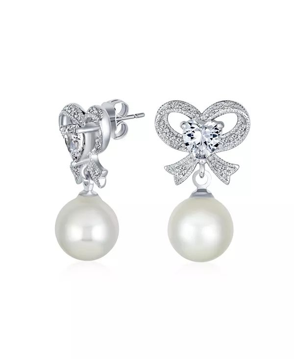 

Серьги-Люстры в викторианском стиле с фианитами и бантом Bling Jewelry, silver