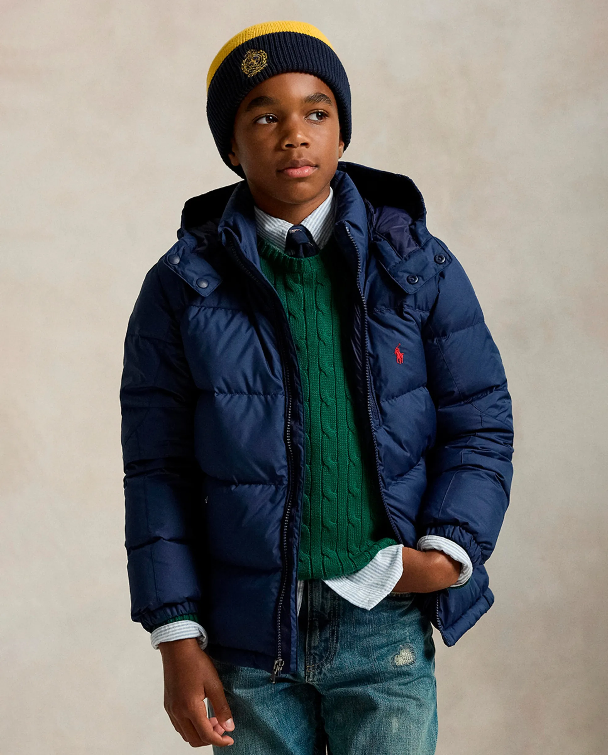 

Детская пуховая куртка из рипстопа Polo Ralph Lauren, темно-синий