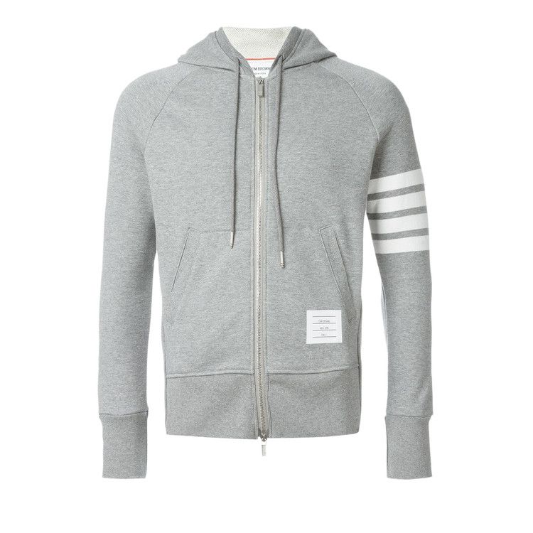 

Худи Thom Browne Classic Full Zip Hoodie In Classic Loopback with Engineered 4 Bar 'Light Grey'