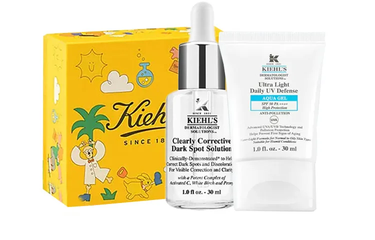 Kiehl's 618 Box White Bottle солнцезащитный праймер-крем для осветления тона кожи, Ampoules & Dark Spot Lightening Serums 50ml+Little Shield Sun Protection 60ml — фото 3