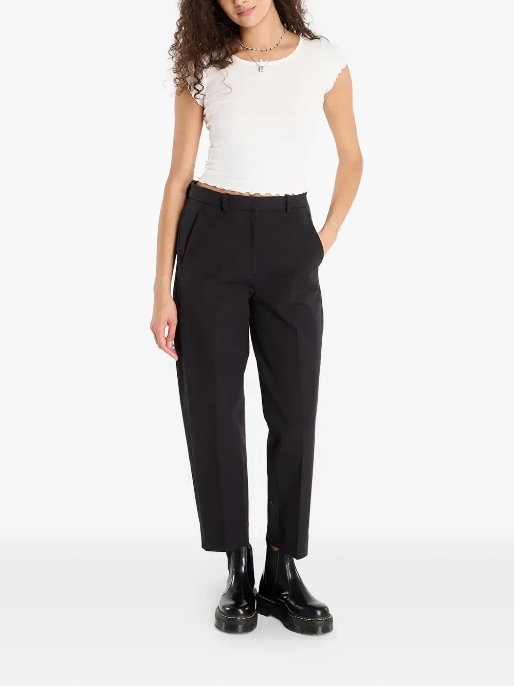 Габардиновые брюки Barrel Leg со складками Tommy Hilfiger, черный — фото 2