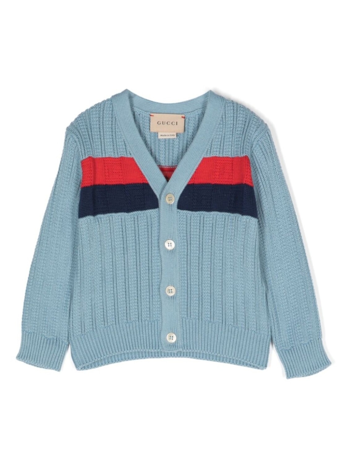

Gucci Kids кардиган с отделкой в полоску, синий