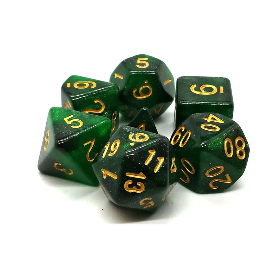 

Полисетка зеленого и черного цвета с золотом (7), Acrylic-Resin Dice - Galaxy