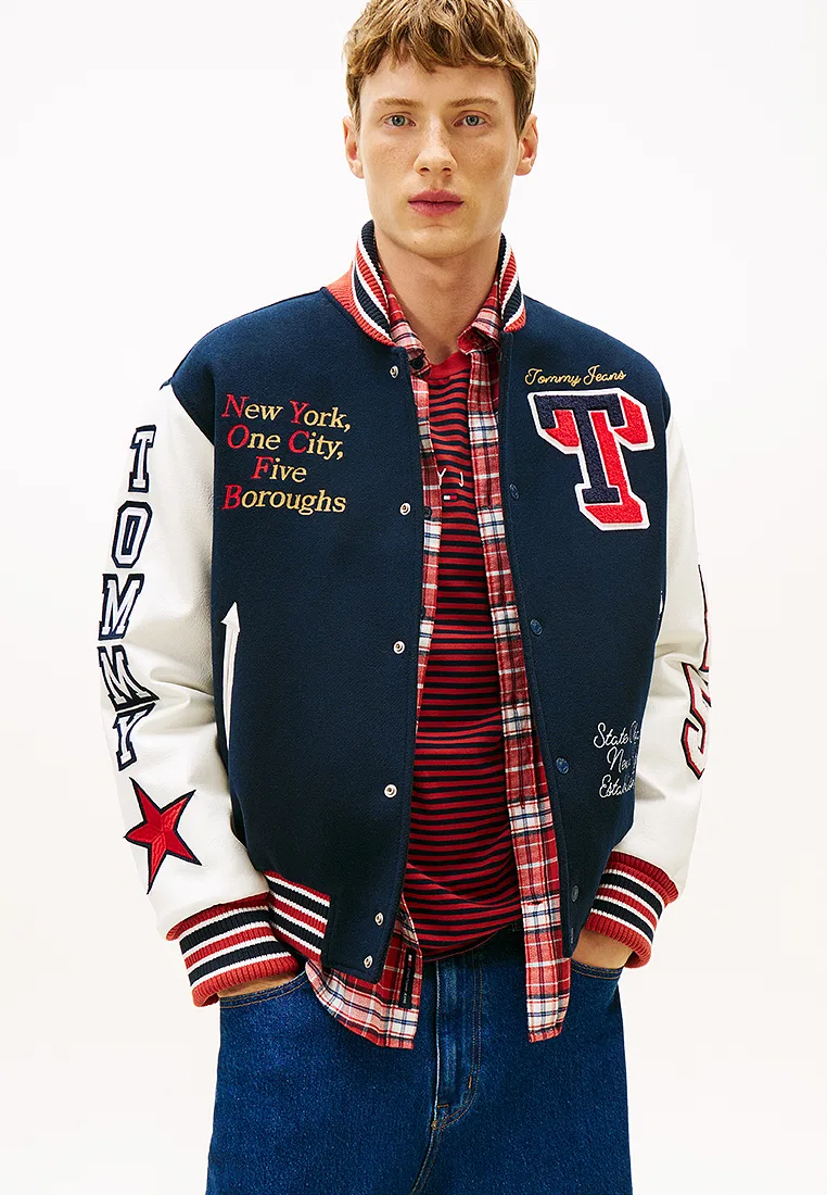 Куртка, с нашивками, Tommy Jeans Tommy Hilfiger, темно-синий