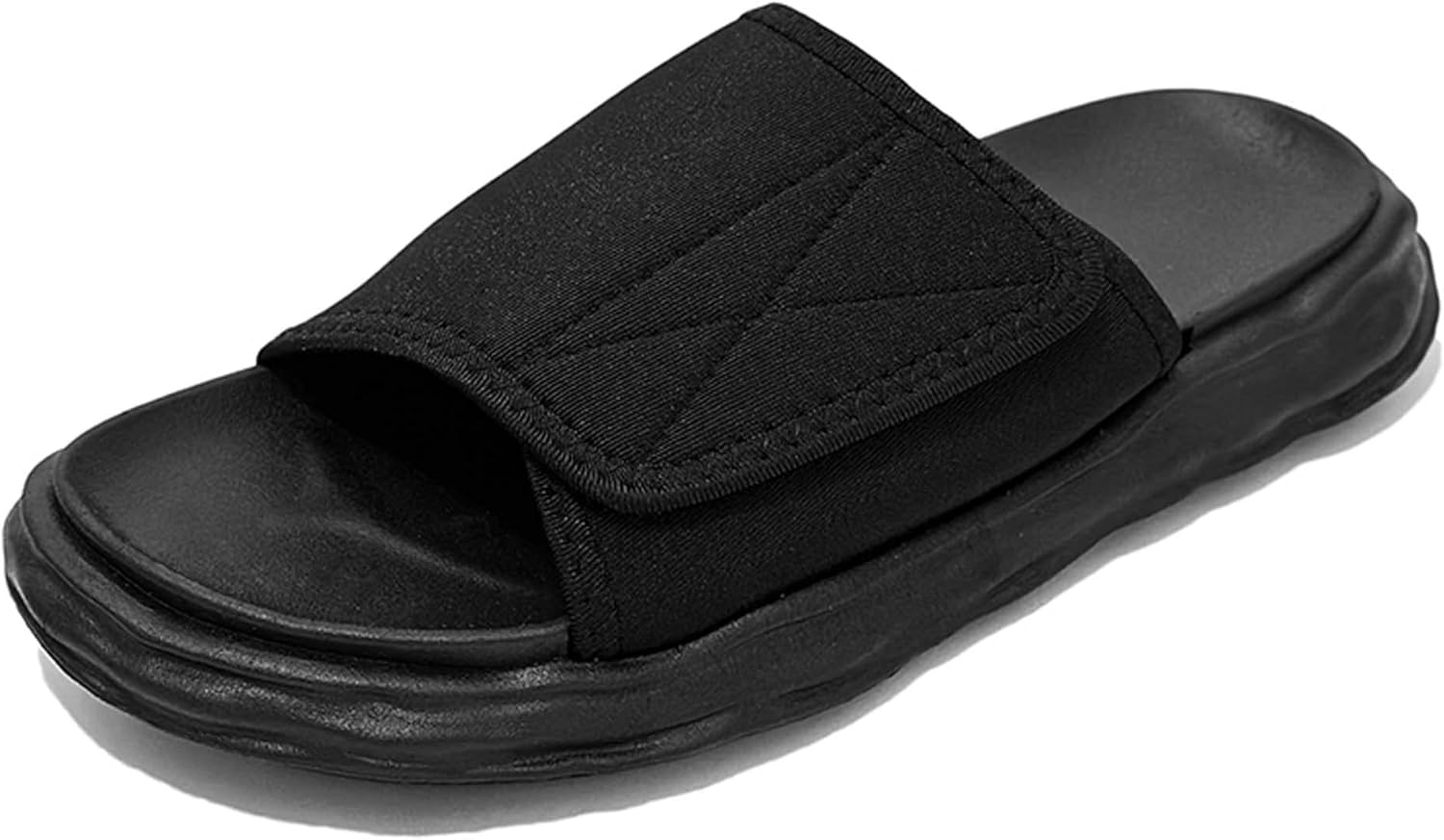 

Мужские сандалии летние тапочки повседневные однотонные простые дышащие удобные мягкие для улицы и дома пляжные обувь Generic, черный